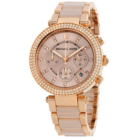 michael kors rose gold chronograph ladies watch mk5896|michael kors parker rose watch.